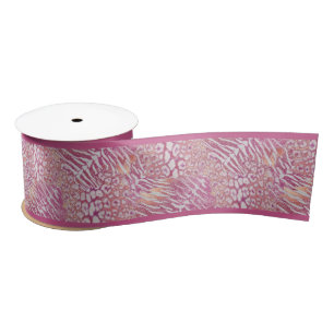 Leopard tiger skin trendy satin ribbon