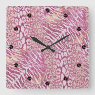 Leopard tiger skin trendy square wall clock