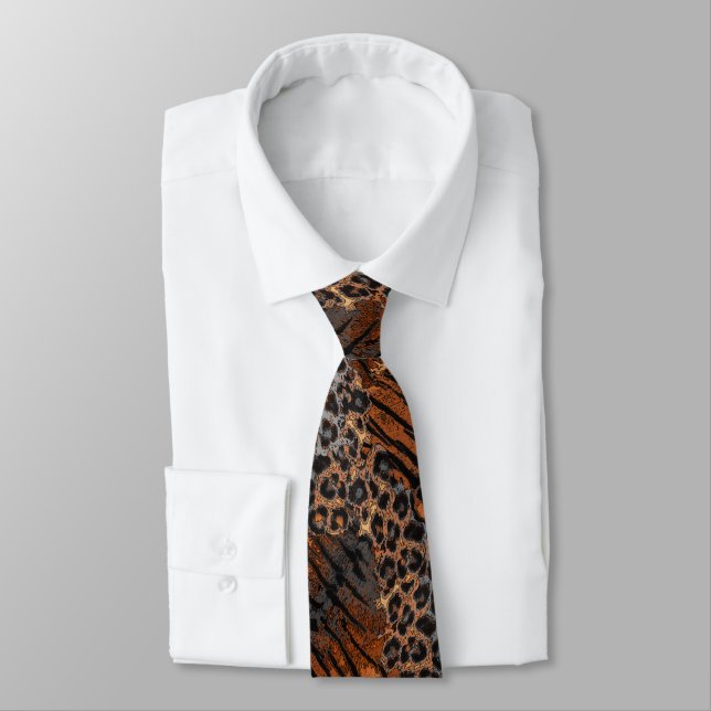 Leopard tiger skin trendy tie (Tied)
