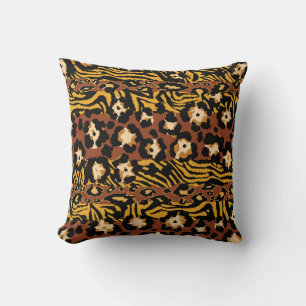 Leopard, tiger skins, wild pattern. cushion