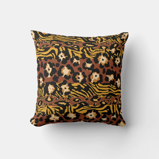 Leopard, tiger skins, wild pattern. cushion (Front)