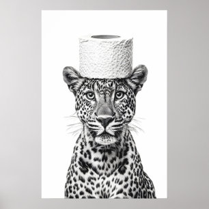 Leopard Toilet Paper Roll Funny Bathroom Art Print