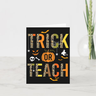 Leopard Trick Or Teach Halloween School Fall Autum Card