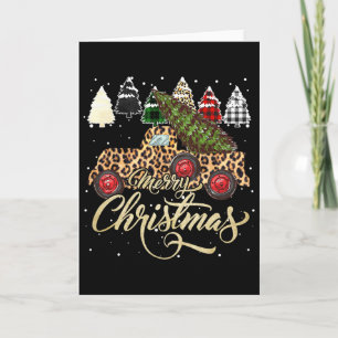 Leopard Truck Plaid Leopard Christmas Tree Merry C Card