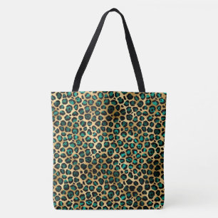 Leopard turquoise animalier tote bag