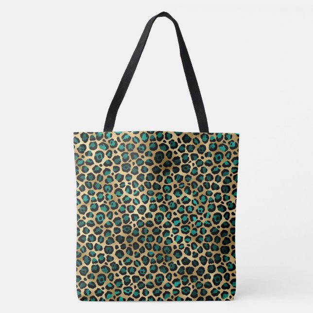 Leopard turquoise animalier tote bag (Front)