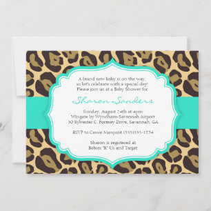 Leopard & Turquoise Baby Shower Invitations