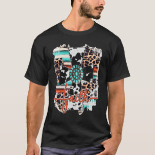 Leopard Turquoise Jesus Cross Faith Christian West T-Shirt