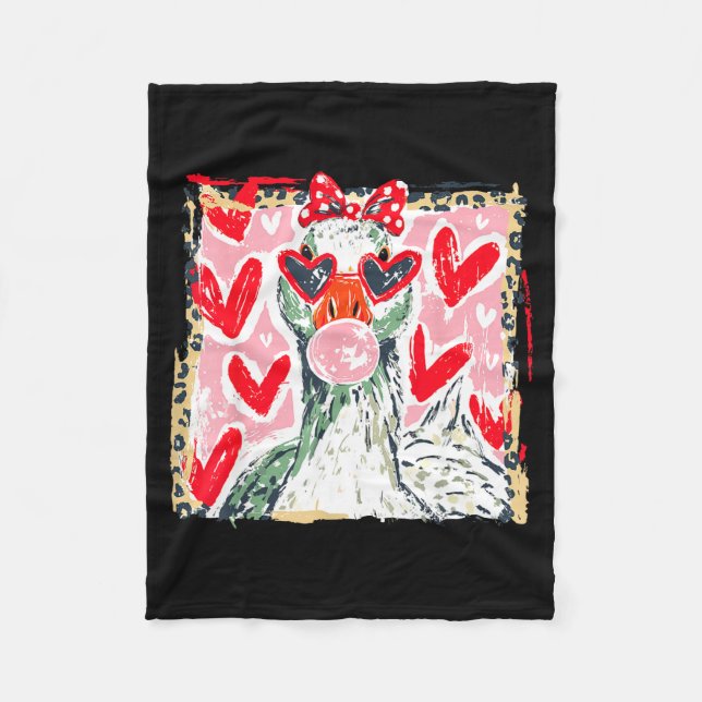 Leopard Valentine's Day Goose Cute Animal Couple M Fleece Blanket (Front)