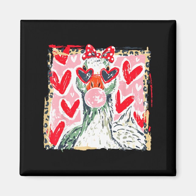 Leopard Valentine's Day Goose Cute Animal Couple M Magnet (Front)