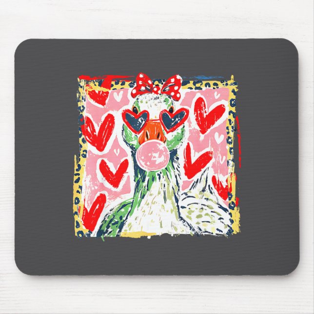 Leopard Valentine's Day Goose Funny Cute Goose Hun Mouse Mat (Front)