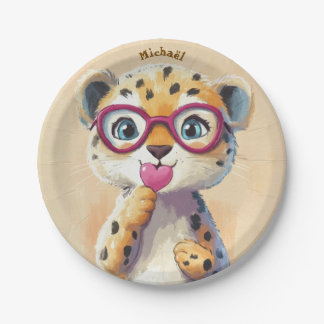 Leopard Valentine's Day Heart Badge - Kids School  Paper Plate