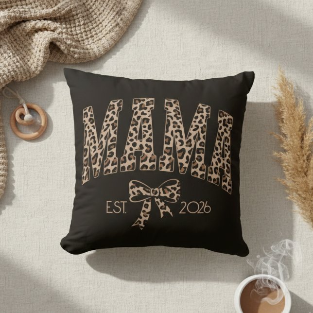 Leopard Varsity Mama Est Bold Feminine Decor Cushion (Creator Uploaded)