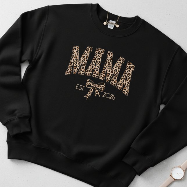 Leopard Varsity Mama Est Bold Feminine Style Sweatshirt (Creator Uploaded)