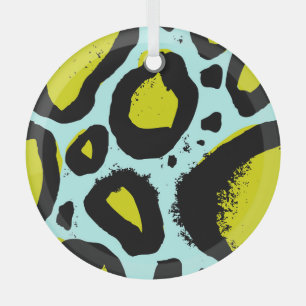 Leopard Vibrance: Colourful Wild Textures. Glass Tree Decoration