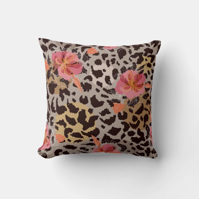 Leopard Vintage Retro Chic Double Sided Pink Cushion (Front)
