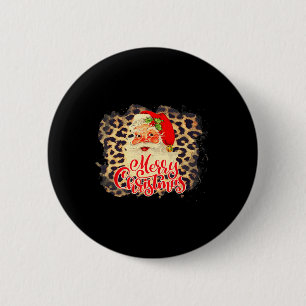 Leopard Vintage Santa Merry Christmas Santa Claus  6 Cm Round Badge