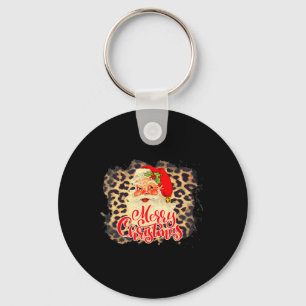 Leopard Vintage Santa Merry Christmas Santa Claus  Key Ring