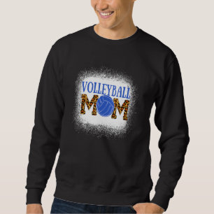 Leopard Volleyball Mum Blue Funny Ball For Volleyb Sweatshirt