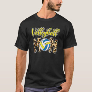 Leopard Volleyball Mum Life Game Day Mama Mothers T-Shirt