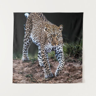 LEOPARD WALKING IN WILD TAPESTRY