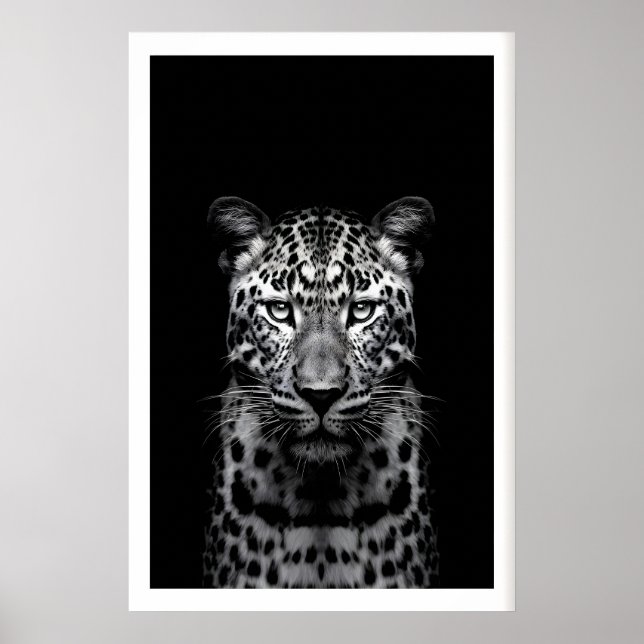 Leopard Wall Art Black and White Photography (Front)