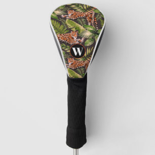 Leopard Watercolor Jungle Monogram  Golf Head Cover