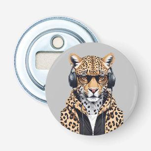 Leopard Wearing Hoodie Funny Cool Animal Character Bottle Opener