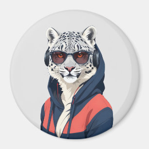 Leopard Wearing Hoodie Funny Cool Animal Character Magnet