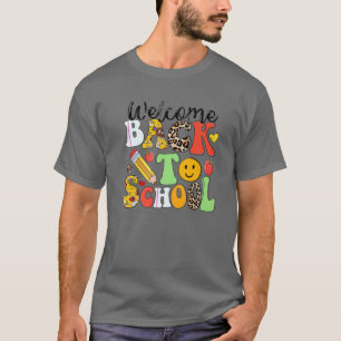 Leopard Welcome Back To School Smile Face Teacher T-Shirt