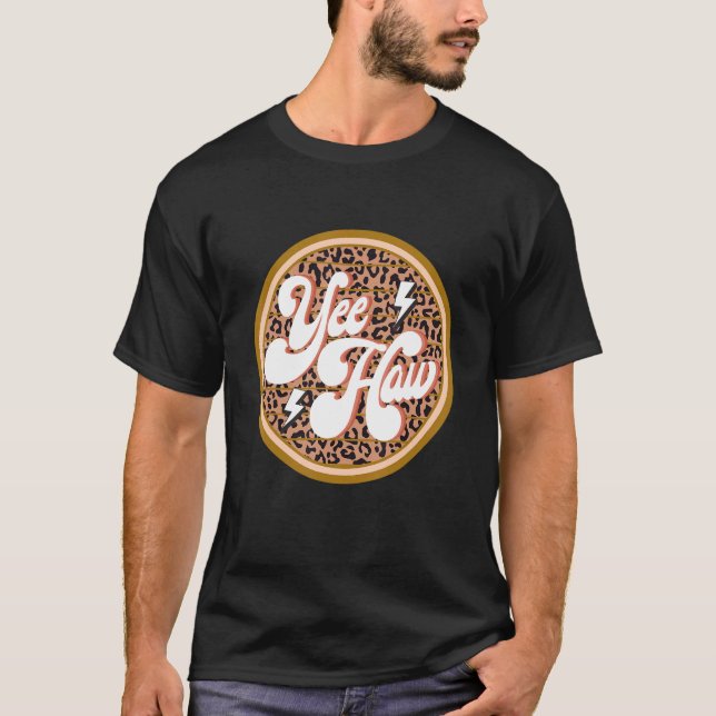 Leopard Western Yeehaw Howdy Yall T-Shirt (Front)