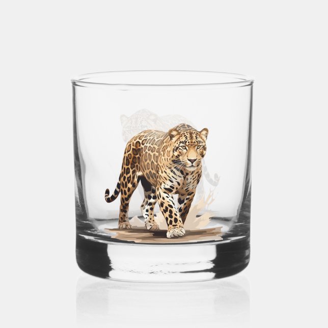 Leopard Whiskey Glass (Front)