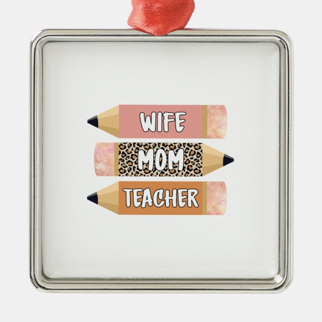 Leopard Wife Mum Teacher Metal Tree Decoration (Front)