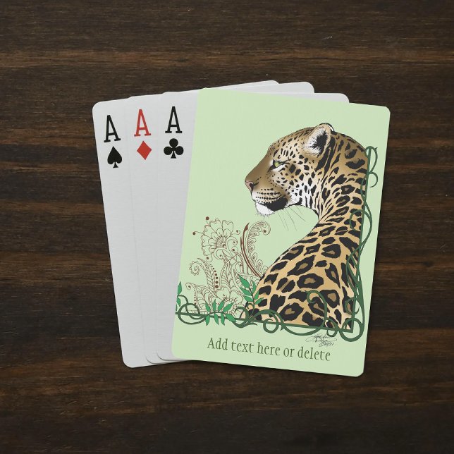 Leopard Wild Cat Green Henna Playing Cards (Creator Uploaded)