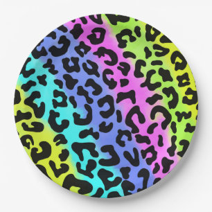 Leopard Wild Cat Rainbow Pattern, Leopard Gift Paper Plate