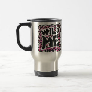 Leopard Wild Me Black and Hot Pink Design Travel Mug