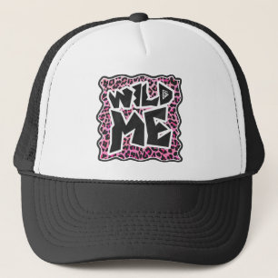 Leopard Wild Me Black and Hot Pink Design Trucker Hat