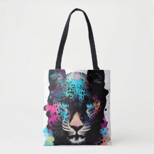 Leopard Wild Nature Animal Color Art Painting Tote Bag