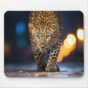 Leopard Wildlife Animal On Street Mouse Mat