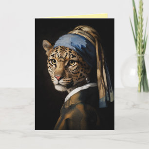 Leopard with a Pearl Earring Greeting card