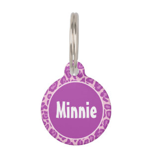 Leopard with pink pet tag