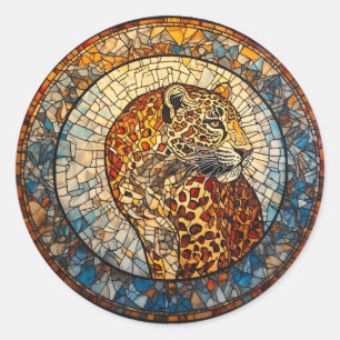 Leopard with Warm and Cool Tones Classic Round Sticker