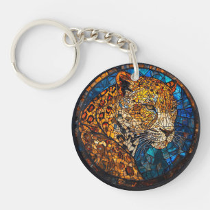 Leopard with Warm and Cool Tones Key Ring