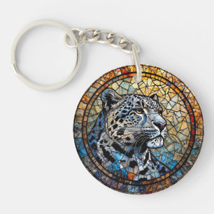Leopard with Warm and Cool Tones Key Ring