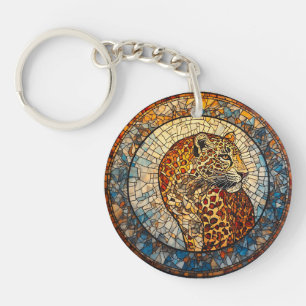 Leopard with Warm and Cool Tones Key Ring