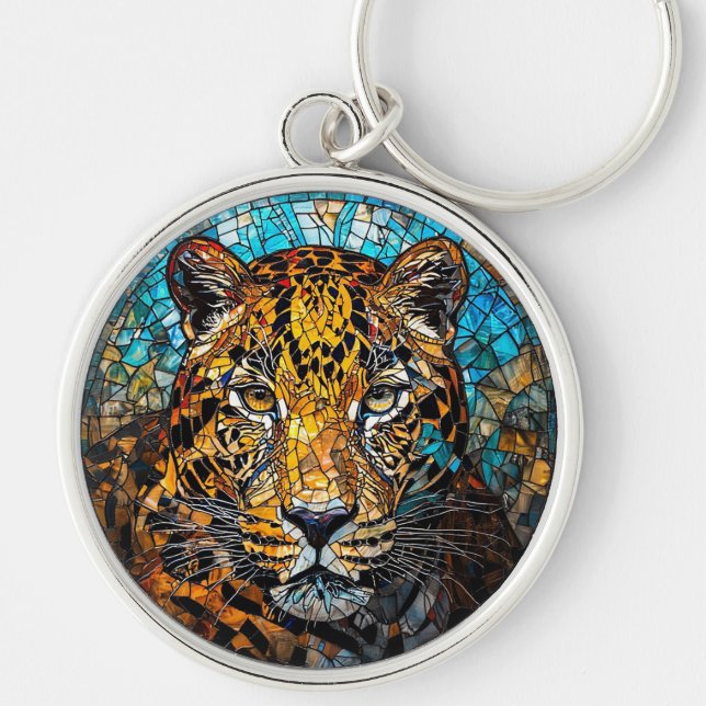 Leopard with Warm and Cool Tones Key Ring (Front)