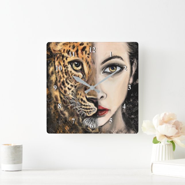 Leopard Woman Wall Clock (Home)