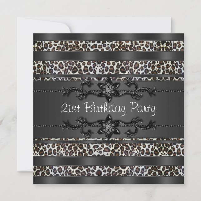 Leopard Womans 21st Birthday Party Invitation (Front)