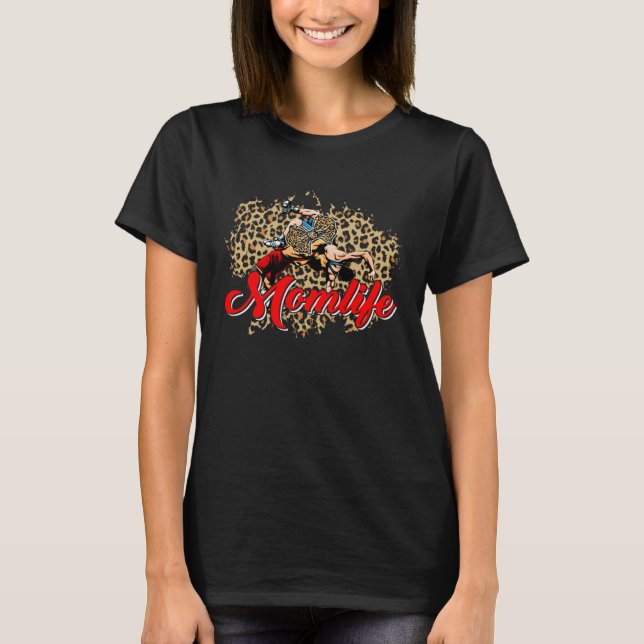 Leopard Wrestling Mom Life Wrestling Mom Mother s  T-Shirt (Front)