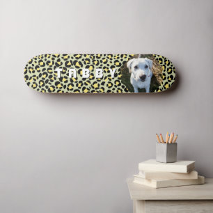 Leopard Yellow Black Dog Photo Personalised Skateboard